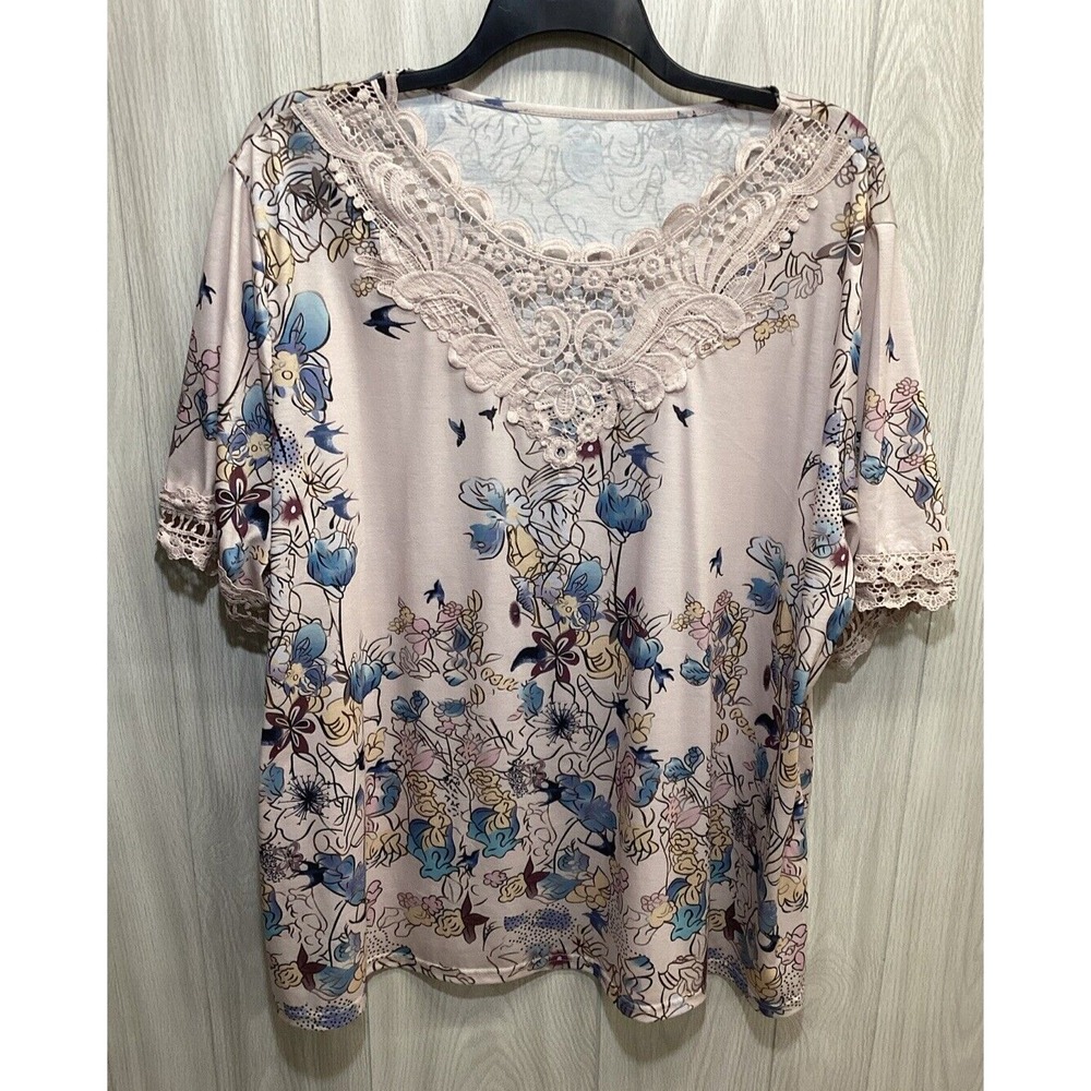 UNBRANDED Women's (Size 6XL - Check Measurements) Short Sleeve V-Neck Shirt